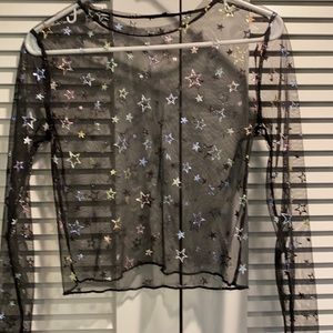Sheer sparkles star top long sleeved